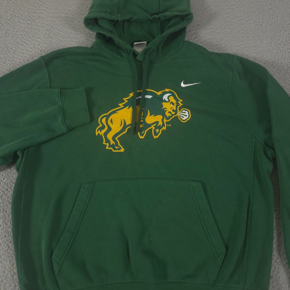 Nike Hoodie Mens L Green Club Fleece Pullover NDSU Bison NCAA Graphic Sweatshirt